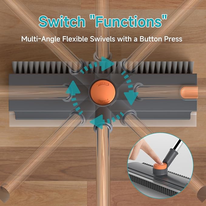 Floor Scrub Brush with Long Handle Length Adjustable, 3 in 1 Heavy-Duty Stiff - Image 4