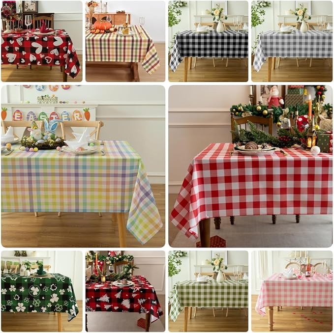 Waterproof Checkered Tablecloth Runner Fabric - Image 8