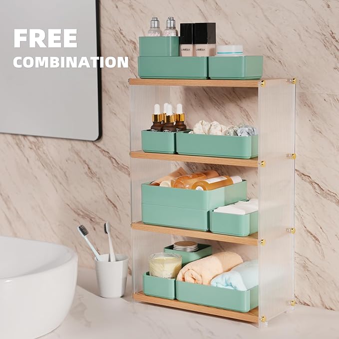 11-Piece Stackable Drawer Organizer Set, Stationery, Utensils in Bathroom - Image 4