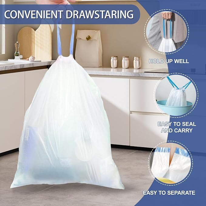150 Count 8 Gallon Trash Bags Drawstring - Image 5