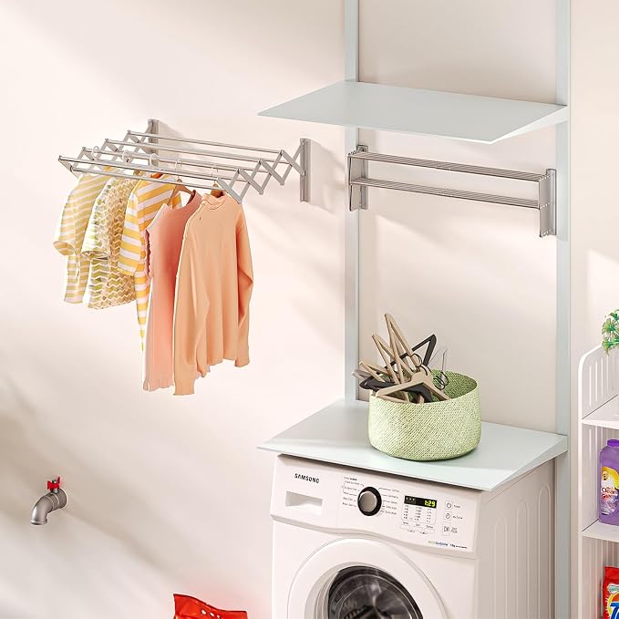 X-cosrack Wall Mounted Clothes Drying Rack, Wide Large Rustproof Retractable - Image 6