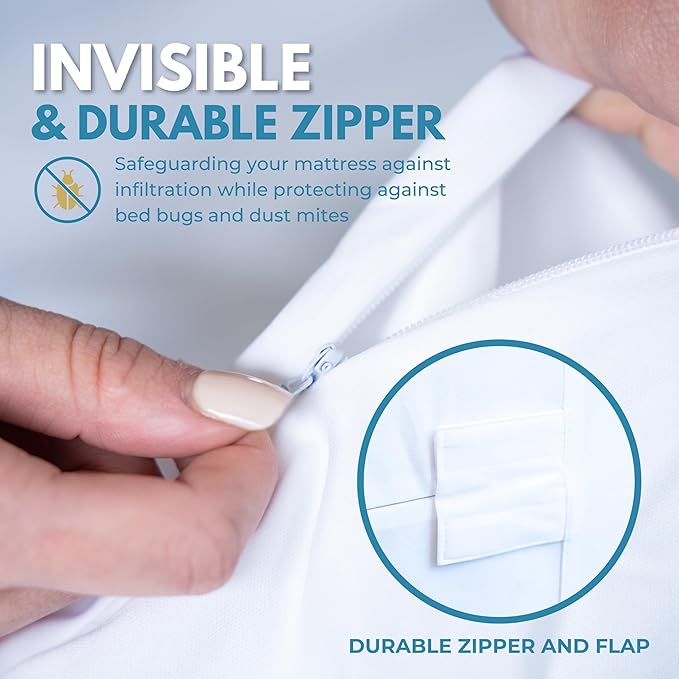 Twin Size 39x75” Premium Waterproof Zippered Mattress Encasement, 100% Cotton - Image 4