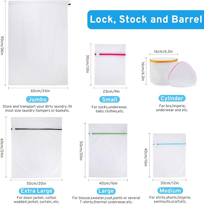 7 Pcs 7 Size Mesh Laundry Bags for Delicates - Image 2