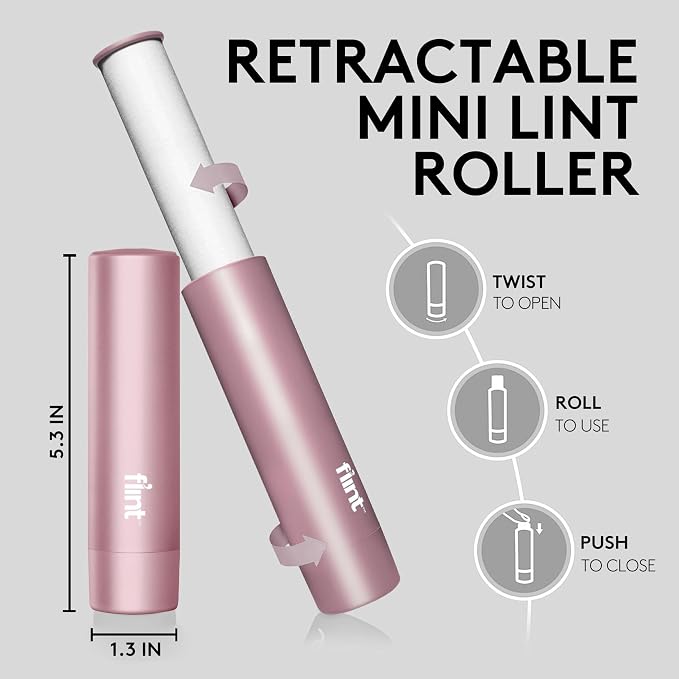 Flint Rose Gold Retractable Mini Lint Roller - Image 2