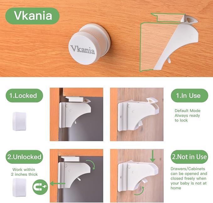 10 Pack Vkania Magnetic Cabinet Locks Baby Proofing - Image 6