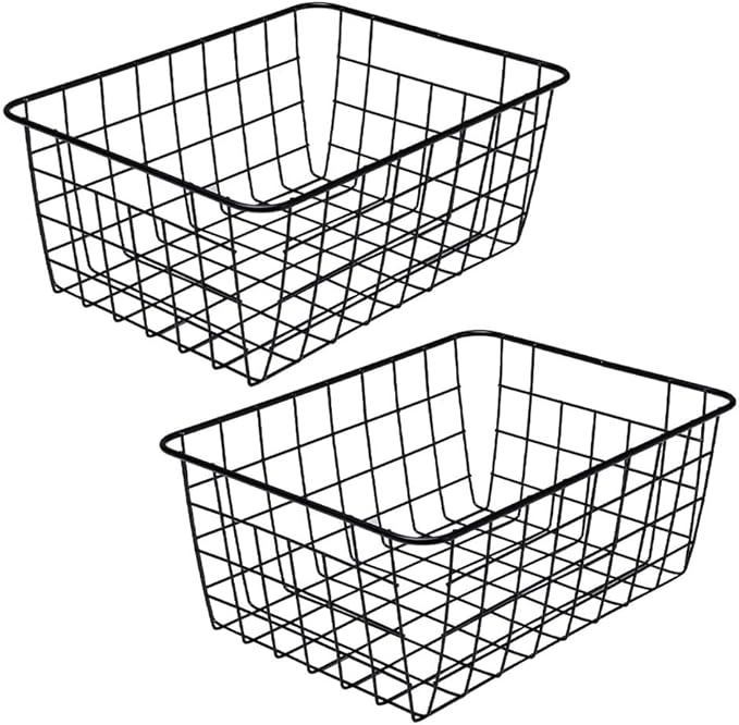 LeleCAT Wire Baskets with Handles Wire Storage Organizer Bin Baskets, Bedrooms - Image 5