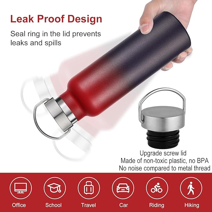 Neihepal 20 oz Insulated Water Bottles Bulk 2 Pack, Stainless Steel Double Wall - Image 4
