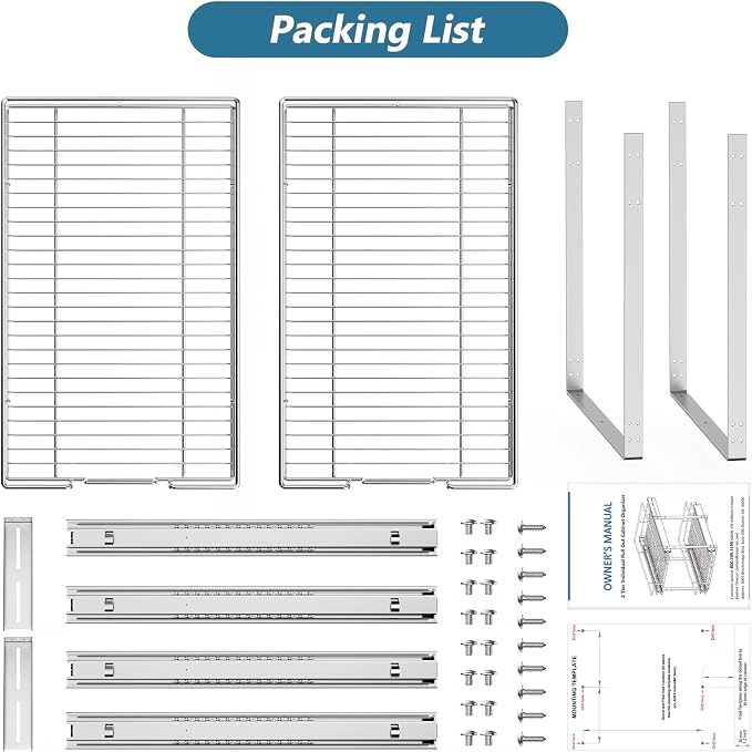 LOVMOR 2 Tier Individual Pull Out Cabinet Organizer 11"W x 21"D, Slide Out - Image 8
