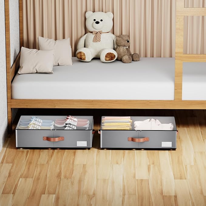 Under bed Storage With Wheels, Large Capacity 7.5 inches Height Storage Bins - Image 6
