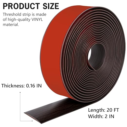 20Ft Floor Transition Strip Self Adhesive Vinyl Cover Floor Strip Flat Divider - Image 2