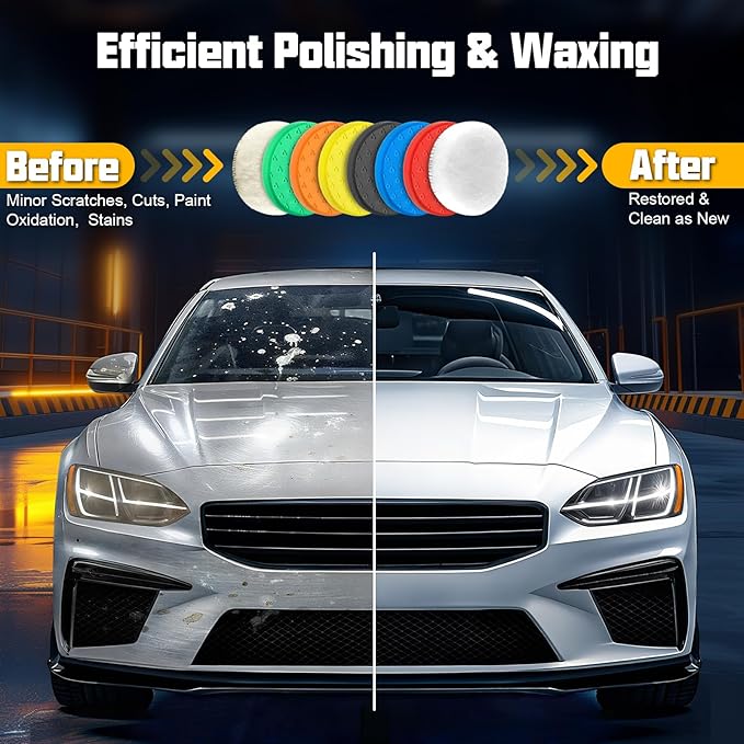 7.5 Inch Buffing Polishing Pads, Car Compound Buffing Sponge Pads and Woolen - Image 5