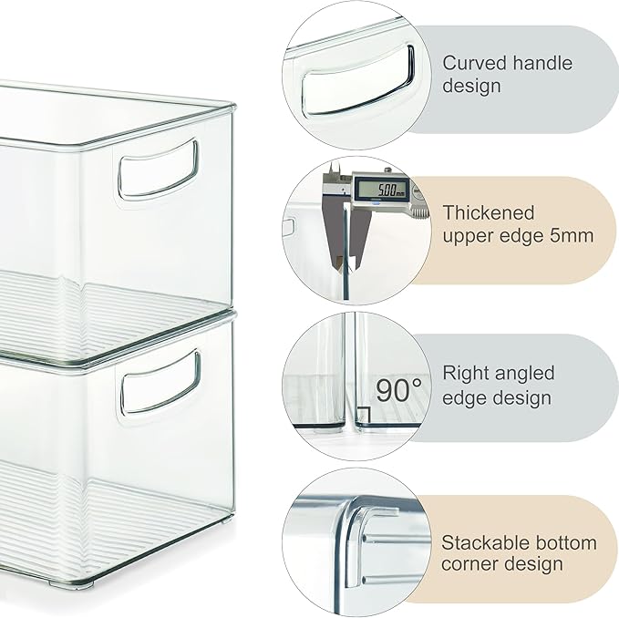 8 PACK Freezer Organizer Bins Clear Stackable Storage Bins - Image 5