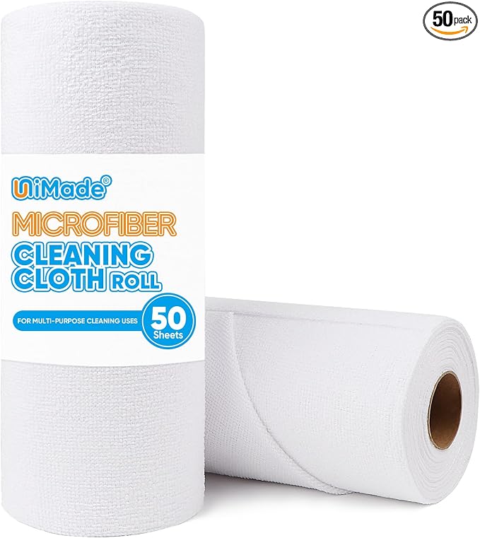 Microfiber Cleaning Cloth, 50 Sheets Shop Towels Commercial Grade Washcloths by Unimade
