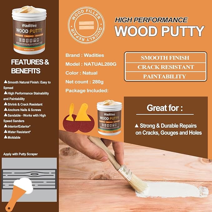 Natual Wood Filler, Natual Wood Putty, Paintable Stainable Wood Repair Putty - Image 6