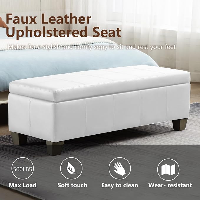 51 Inch Faux Leather Ottoman - Image 5