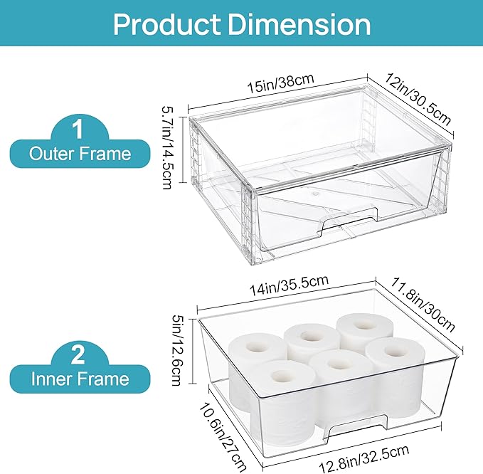 Vtopmart 6 Pack Large Stackable Storage Drawers, Easily Assemble Acrylic - Image 3