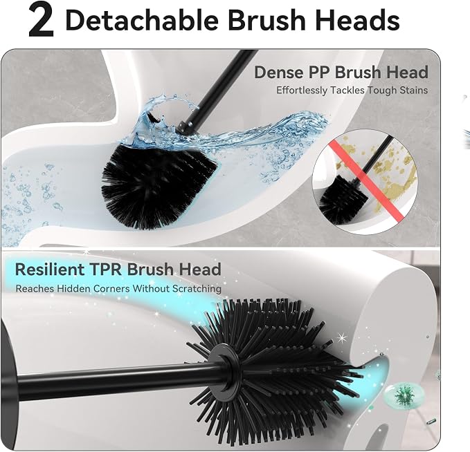 DOWRY Toilet Brush and Holder for Bathroom Storage Organization Deep Cleaning - Image 3