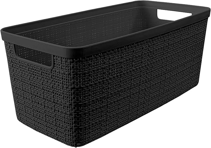 Curver Set of 8 Jute Slim Decorative Plastic Organization and Storage Baskets - Image 3