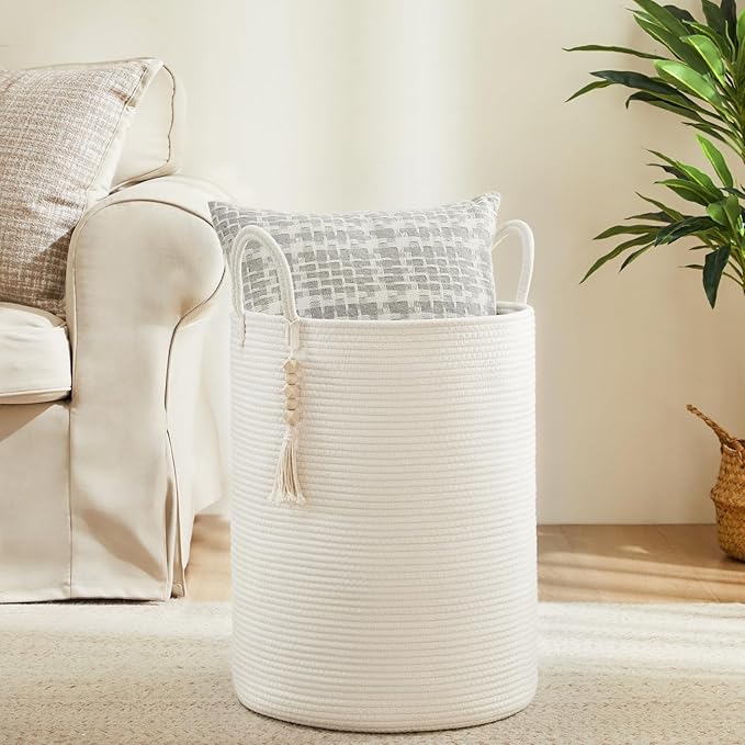 Fiona's magic Woven Rope Laundry Hamper, Tall Laundry Basket - Image 4