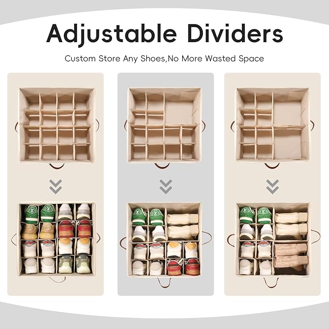 Shoe Organizer for Closet, 3 Pack Shoe Storage Bins - Image 3