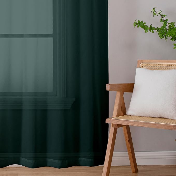 Chyhomenyc Hunter Green Sheer Curtains 84 inches Long 2 Panels Set, Light - Image 7