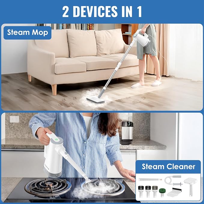 FEPPO Steam Mop with Detachable Handheld Steam Cleaner - Image 2