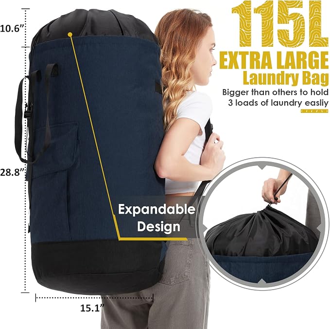 Laundry Bag Backpack Extra Large, Heavy Duty Laundry Bag - Image 3