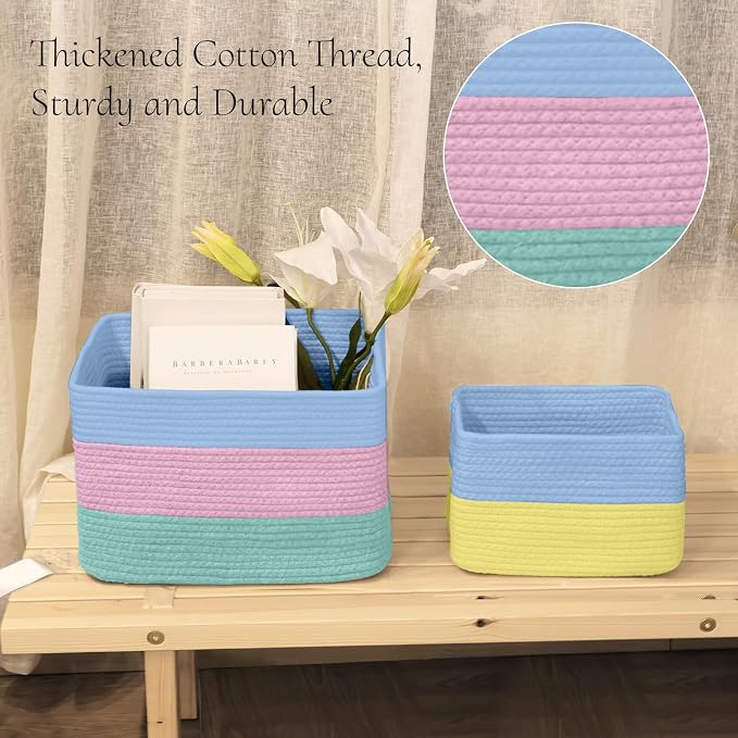 Hopegiver Woven Storage Baskets 15x11x10 Inch, 1 Pack Collapsible Cube Storage - Image 3