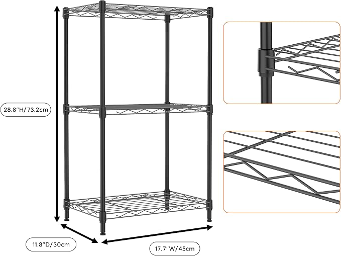3 Tiers Shelf Metal Storage Shelves Wire Rack Closet Organizers - Image 8