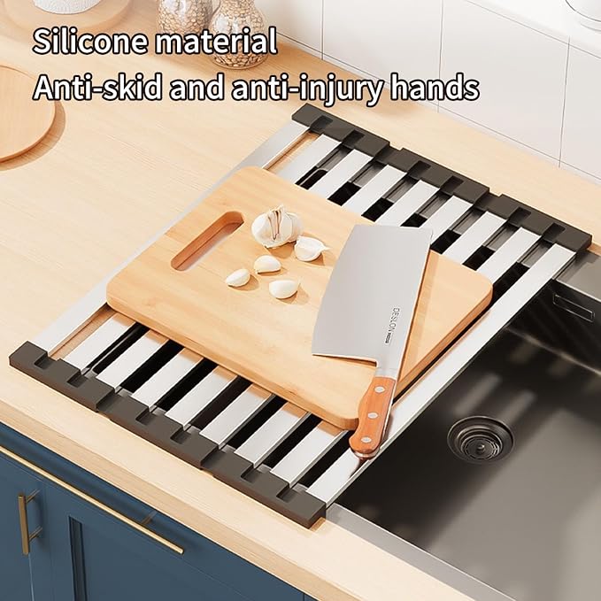 Foldable Dish Drying Rack, Over The Sink Dish Drying Rack ，Dish Drying mat，Dish - Image 4