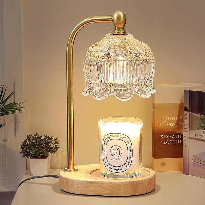 Candle Warmer Lamp with Timer Dimmable, Antique Brass Candle Lamp, Wax Melt by MEIXISUE