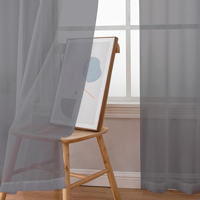 Chyhomenyc Sheer Window Curtains 72 inch Length 2 PCS- Rod Pocket Living Room - Image 9