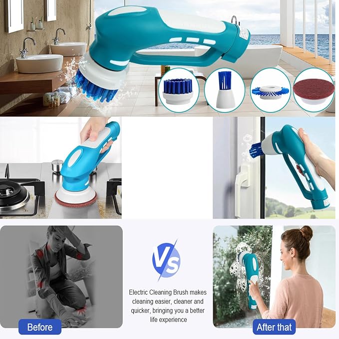 Electric Scrubber Power Cordless, Portable 360 Handheld Washing Cleaning Machine - Image 2