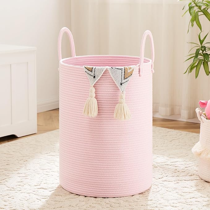 Laundry Basket, Woven Cotton Rope Laundry Hamper, 80L by Artfeel