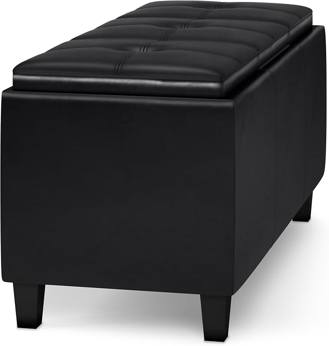 SIMPLIHOME Avalon 42 inch Wide Contemporary Rectangle Tray Storage Ottoman - Image 8