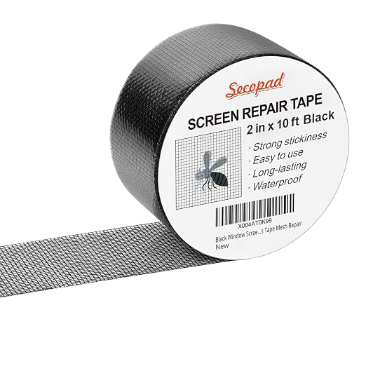 Black Window Screen Repair Tape, 2IN X 10FT Screen Repair Kit by Secopad