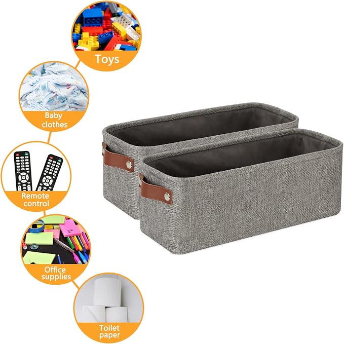 DULLEMELO Soft Cotton Fabric Bathroom Storage Baskets 2 Pack Fabric Shelf - Image 5