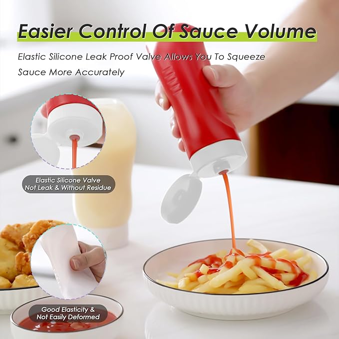 Condiment Squeeze Bottles for Ketchup Hot Sauce Liquids Oil - Image 2