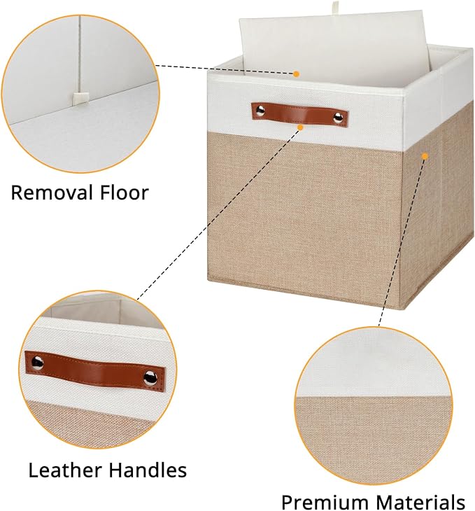 DULLEMELO Cube Storage Bins, Collapsible foldable Linen Canvas Closet Storage - Image 4