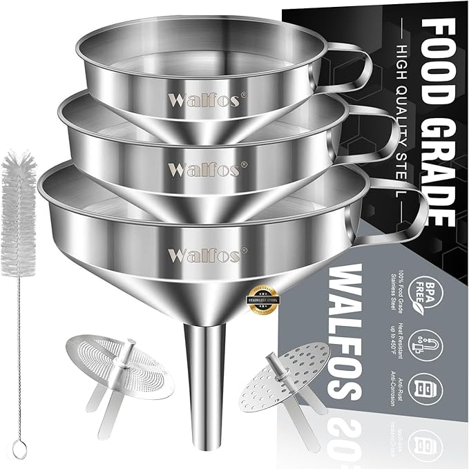 Stainless Steel Funnel, Walfos 3 Pack Kitchen Funnel by Walfos