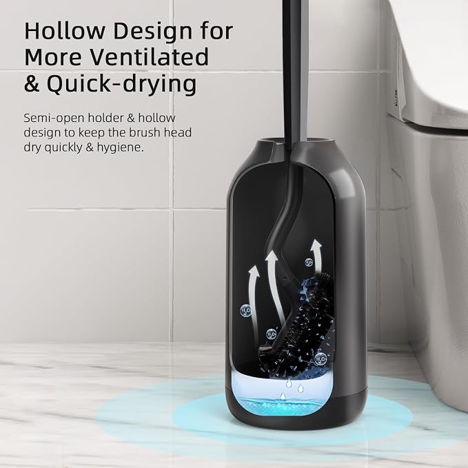 HAMITOR Toilet Bowl Brush Holder Set: Bathroom Deep Cleaning Toilet Cleaner - Image 4