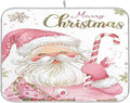 Christmas Santa Claus Pink Dish Drying Mat by Wamika