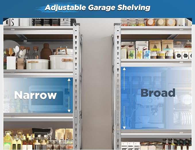 REIBII Garage Shelving, 4 Tier Storage Shelves Load 2550LBS, Adjustable Garage - Image 5