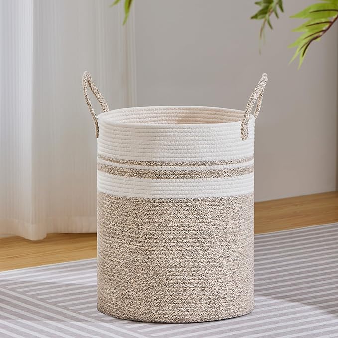 VIPOSCO Large Laundry Hamper, Tall Woven Rope Storage Basket by VIPOSCO