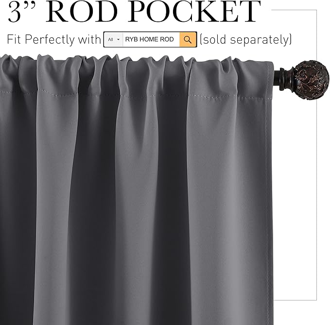 RYB HOME Mini Curtains for Small Window, W34 x L45 inches - Image 2