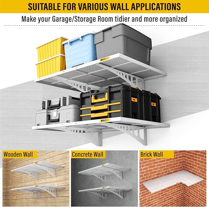 2Pack 2x3ft Adjustable Metal Garage Wall Shelving Heavy Duty Garage Storage - Image 6