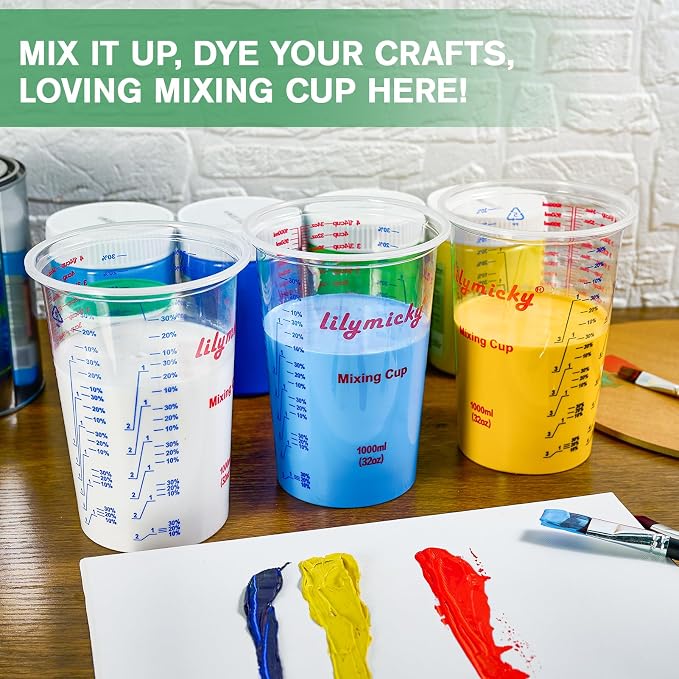 25 PACK Plastic Measuring Cups, 32 oz Disposable Mixing Cups, Measurement - Image 8