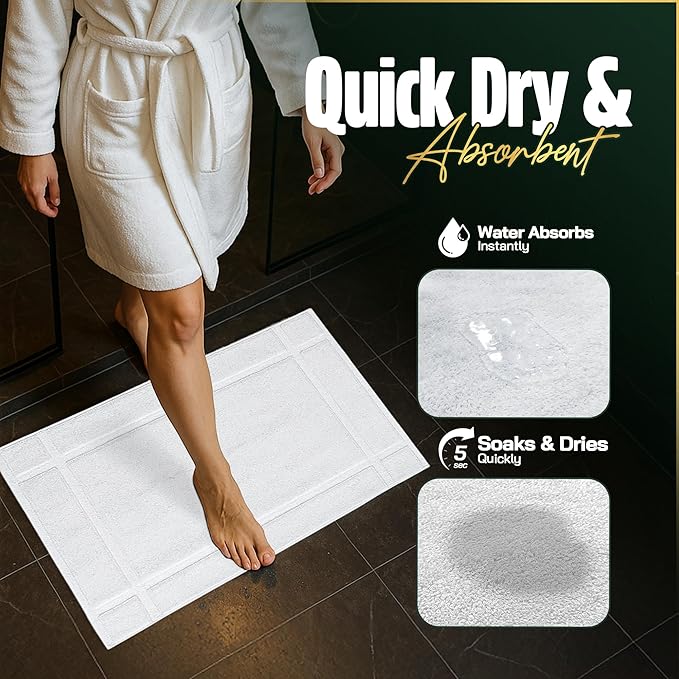 Pearl Linens Pack of 12 100% Cotton Bath Mat 18x25 inches, Soft & Absorbent - Image 4