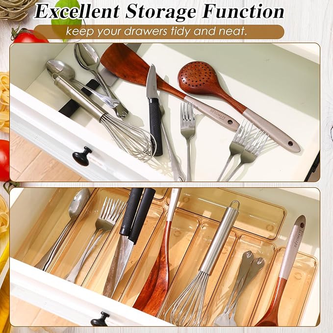 Maitys 12 Pcs Vanity Drawer Organizer 9 x 3 x 2 Inches Clear Plastic Utensil - Image 5