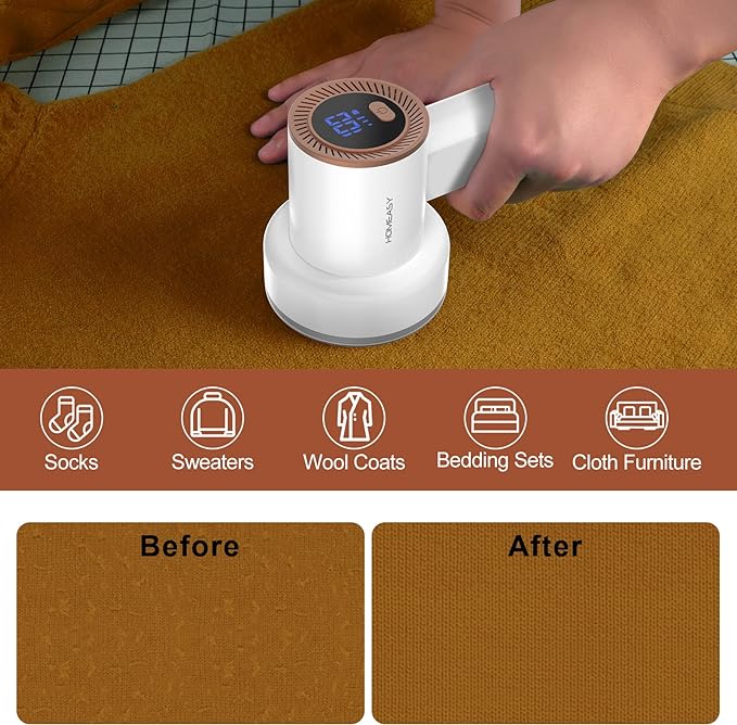 Fabric Shaver Fuzz Remover Rechargeable, HOMEASY Electric Lint Remover Shaver - Image 5